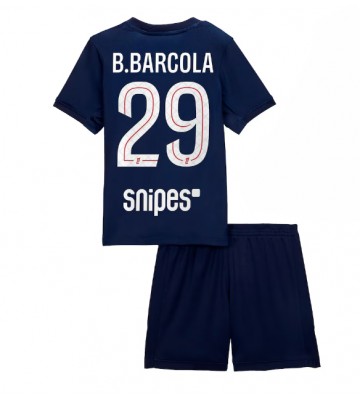 Paris Saint-Germain Bradley Barcola #29 Hjemmebanetrøje Børn 2025-26 Kortærmet (+ Korte bukser)